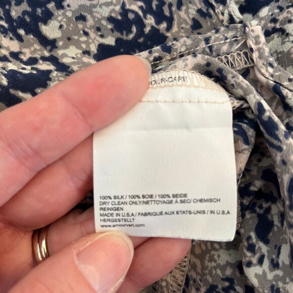 Amour Vert Womens Silk 3/4 Sleeve Popover Tunic Blouse Sz Medium Abstract Print - Picture 4 of 6